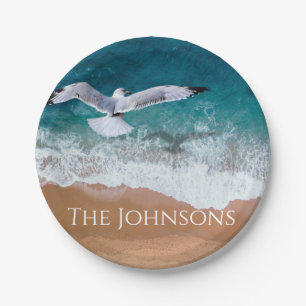 Seagull over the Sea Shore Paper Plate