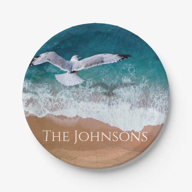 Seagull over the Sea Shore Paper Plate (Front)