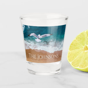 Seagull over the Sea Shore Shot Glass