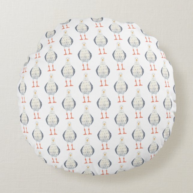 Seagull Pattern  Round Cushion (Front)