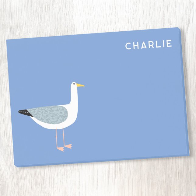 Seagull Personalised Post-it Notes (Fun personalized name seagull blue post it notes)