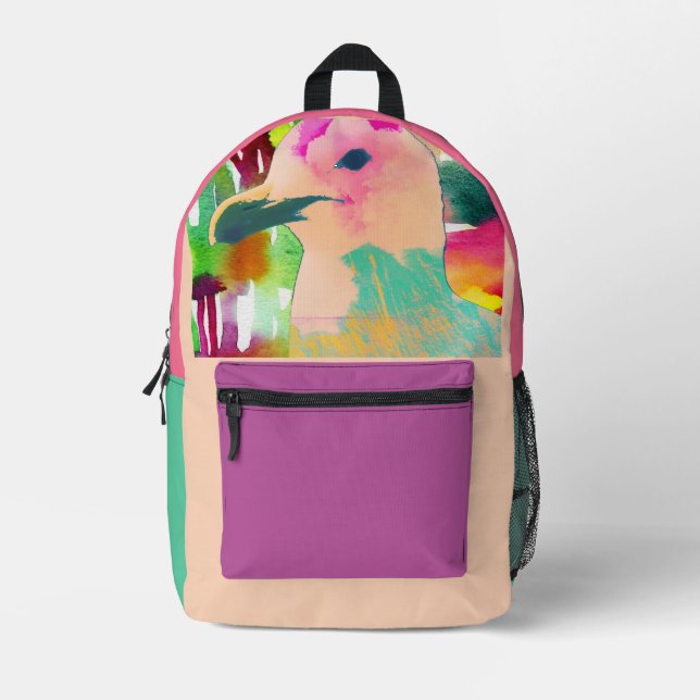 Seagull Pink Printed Backpack (Front)
