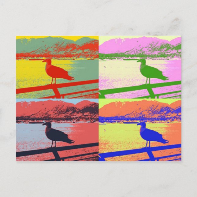 Seagull Pop Art Postcard (Front)