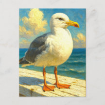 Seagull Postcard | Coastal Beach Bird Art