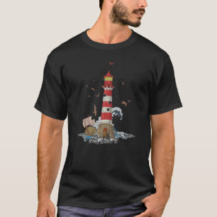 Seagull Sailing Ocean Sea Waves Nautical Sailboat  T-Shirt