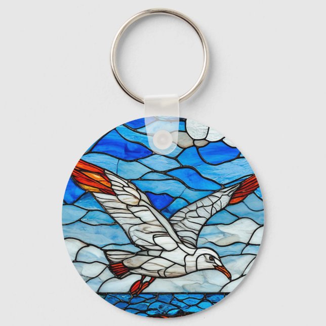 Seagull stained glass key ring (Front)