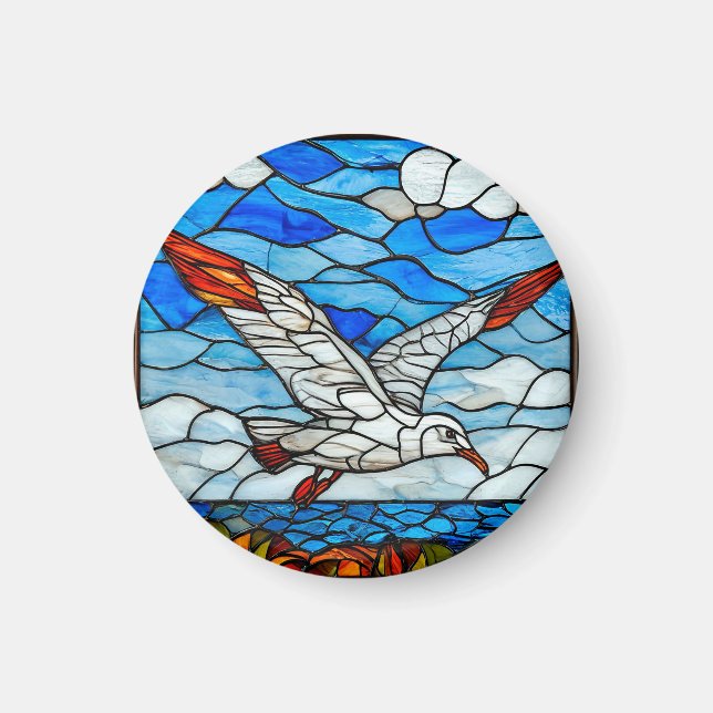 Seagull stained glass magnet (Front)
