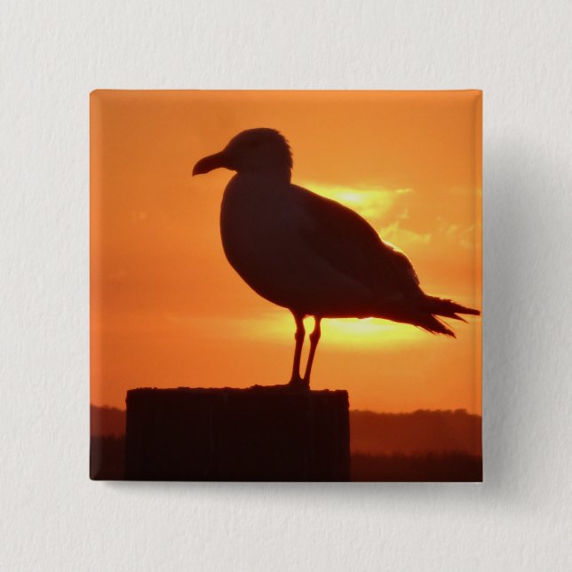 Seagull Sunset 15 Cm Square Badge (Front)