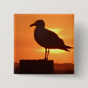 Seagull Sunset 15 Cm Square Badge