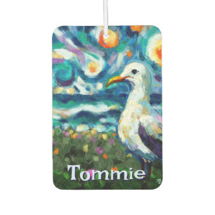 Seagull Van Gogh Style Beach Personalised Car Air Freshener
