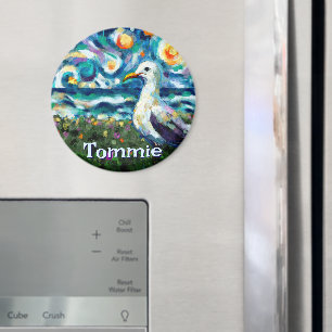 Seagull Van Gogh Style Beach Personalised Magnet