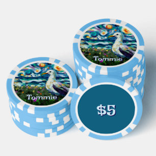 Seagull Van Gogh Style Beach Personalised Poker Chips