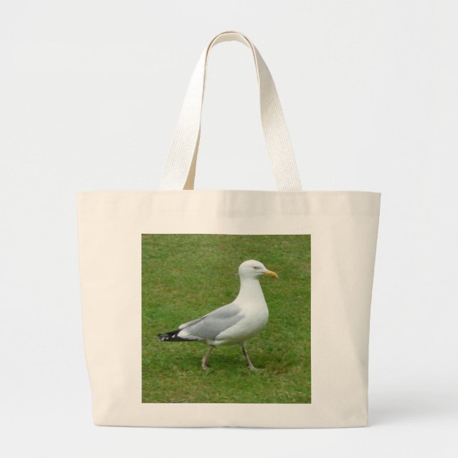 Seagull walking in the Park Large Tote Bag (Front)