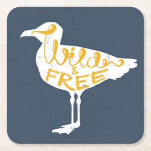 Seagull   Wild And Free Square Paper Coaster