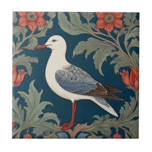 Seagull William Morris style Left Sea Marine Bird Ceramic Tile