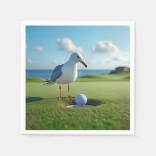 Seagull With a Golf Ball Napkin