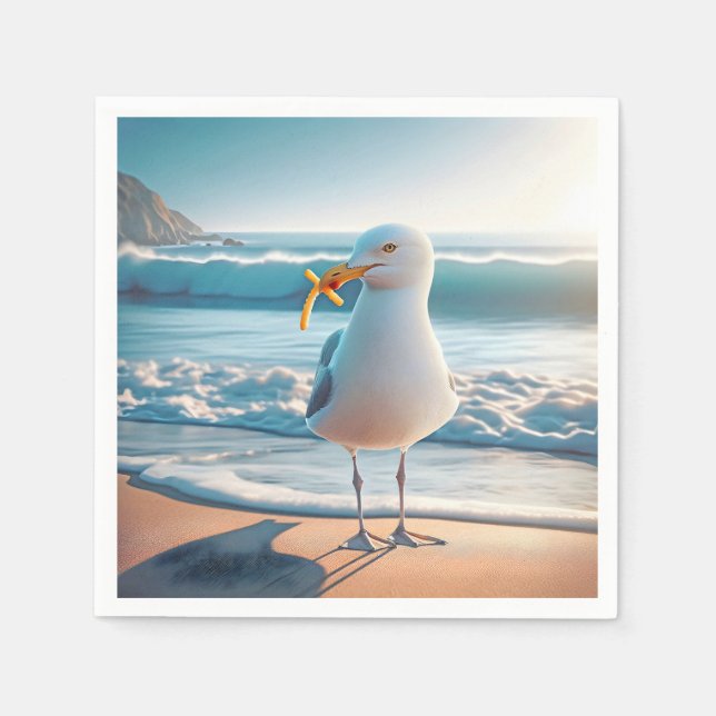 Seagull With French Fries Napkin (Front)