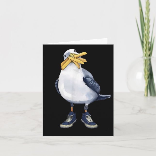 Seagull With Fries And Sneakers Fun T-shirt.png  Card (Front)