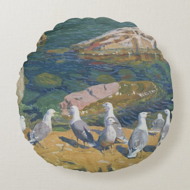 Seagulls, 1910 round cushion (Front)