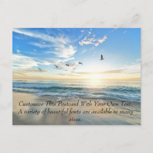 Seagulls and Beach Sunrise  Announcement Postcard