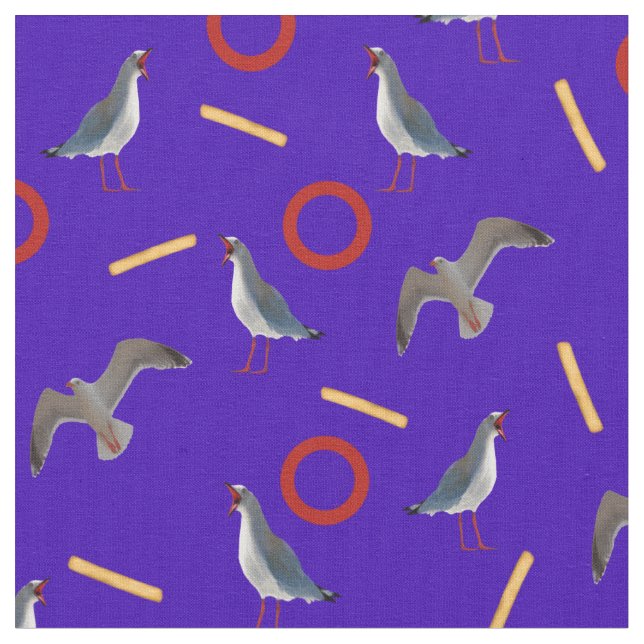 Seagulls and Fries Fabric (Close Up)
