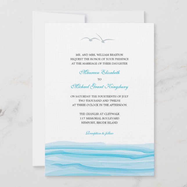 Seagulls and Ocean Wedding Invitations (Front)