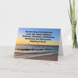 SEAGULLS AND SUNRISE GALATIANS 5:22 GREETING CARD