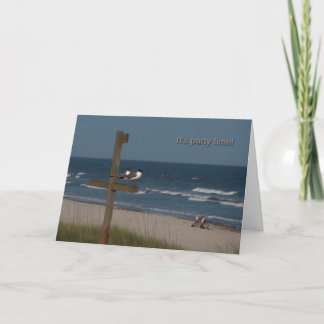 seagulls at the beach birthday card