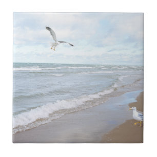 Seagulls at the Beach Ceramic Tile