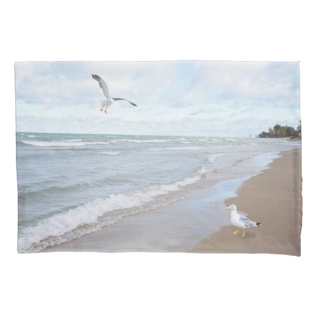 Seagulls at the Beach Pillowcase (Front)
