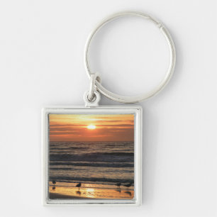 Seagulls by the Ocean at Sunset Key Ring