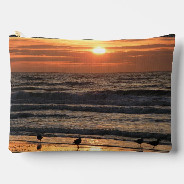 Seagulls by the Sea at Sunset  Accessory Pouch (Front)