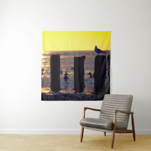 Seagulls by the water tapestry