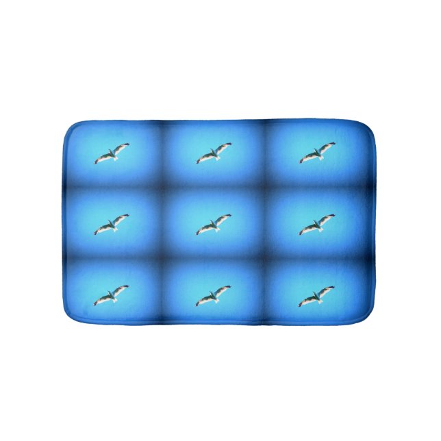 seagulls flying blue bath mat (Front)