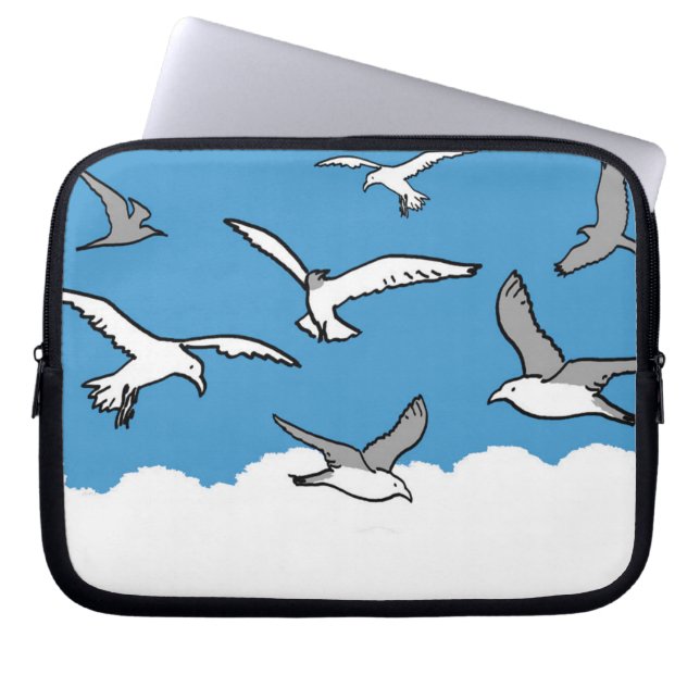 Seagulls flying high in the sky. laptop sleeve (Front)