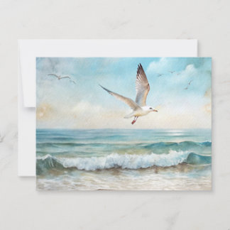 Seagulls Flying on a Beach Postcard