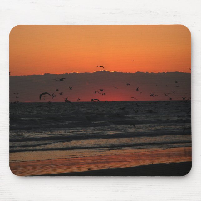 Seagulls Flying Over Ocean Sunrise Mouse Pad (Front)