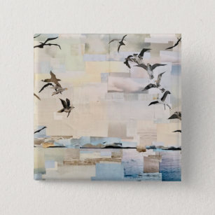 "SeaGulls in Flight" Cut Paper by Willowcatdesigns 15 Cm Square Badge