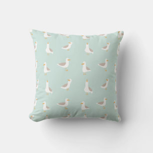 Seagulls in light teal cushion