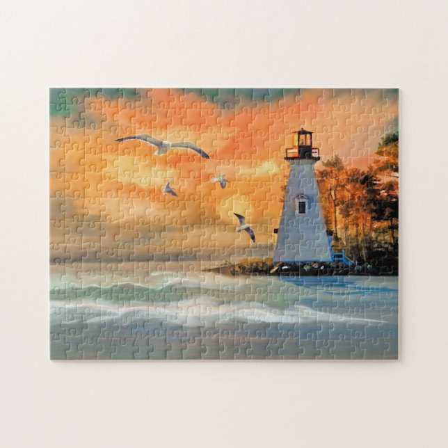 Seagulls Lighthouse Jigsaw Puzzle (Horizontal)