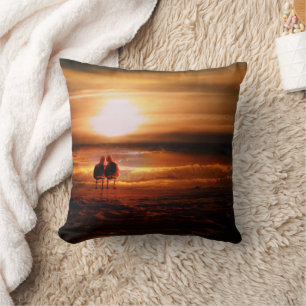 Seagulls - Lovebirds at Sunset Cushion