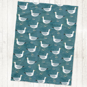 Seagulls Nautical Fleece Blanket