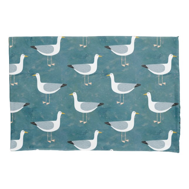 Seagulls Nautical Pillowcase (Front)
