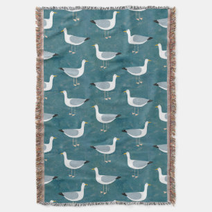 Seagulls Nautical Throw Blanket