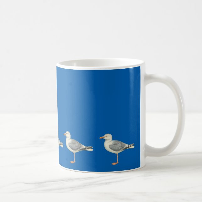 Seagulls on a blue background coffee mug (Right)