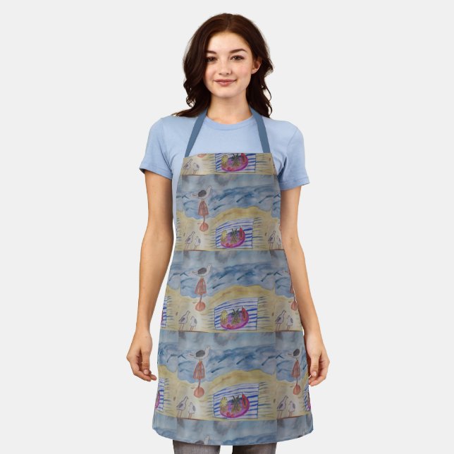 Seagulls On The Beach Apron (Worn)