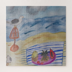 Seagulls On The Beach Jigsaw Puzzle