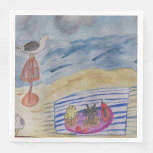 Seagulls On The Beach Napkin