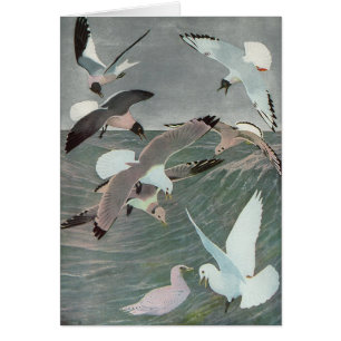 Seagulls Over Ocean Waves by Louis Agassiz Fuertes