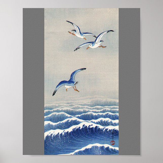 Seagulls over the Waves, Watanabe Seitei Poster (Front)